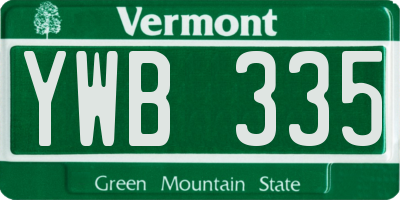 VT license plate YWB335