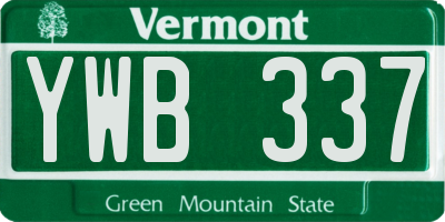 VT license plate YWB337