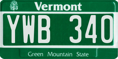 VT license plate YWB340