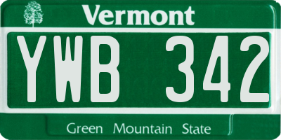 VT license plate YWB342