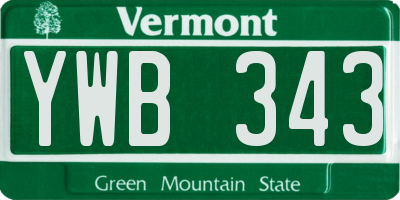 VT license plate YWB343