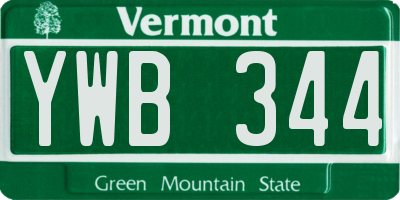 VT license plate YWB344