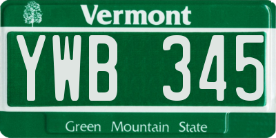 VT license plate YWB345
