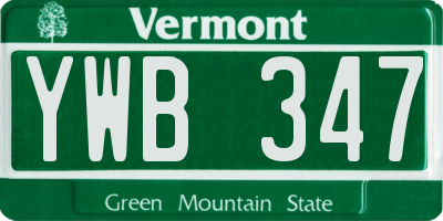 VT license plate YWB347