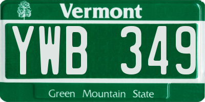 VT license plate YWB349