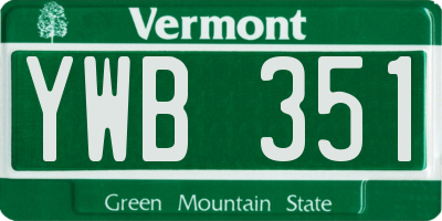 VT license plate YWB351
