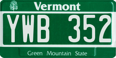 VT license plate YWB352