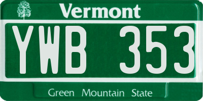 VT license plate YWB353