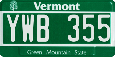 VT license plate YWB355