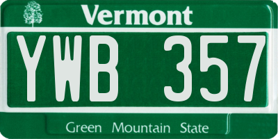 VT license plate YWB357