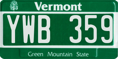 VT license plate YWB359