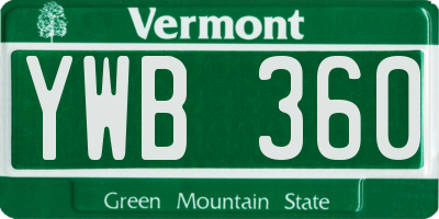 VT license plate YWB360