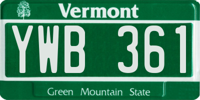 VT license plate YWB361