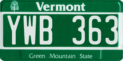 VT license plate YWB363