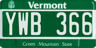 VT license plate YWB366