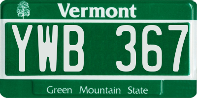 VT license plate YWB367