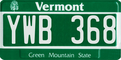 VT license plate YWB368