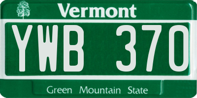 VT license plate YWB370