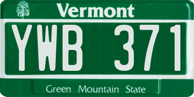 VT license plate YWB371