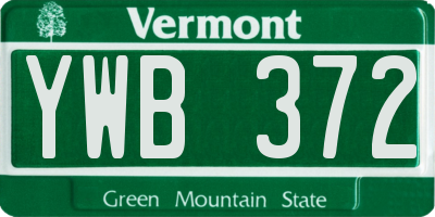 VT license plate YWB372