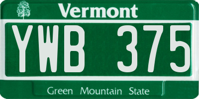VT license plate YWB375