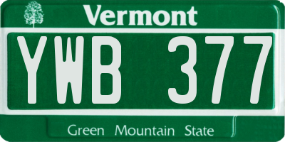 VT license plate YWB377