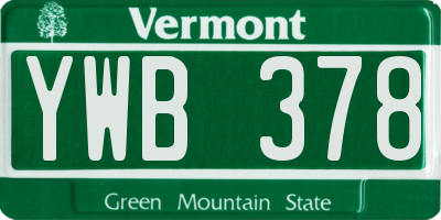 VT license plate YWB378