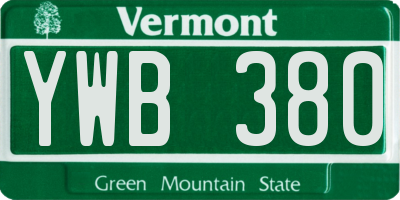 VT license plate YWB380