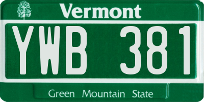 VT license plate YWB381