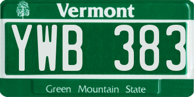 VT license plate YWB383