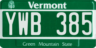 VT license plate YWB385