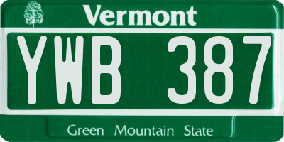 VT license plate YWB387