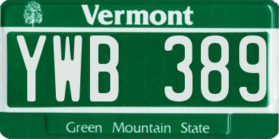 VT license plate YWB389