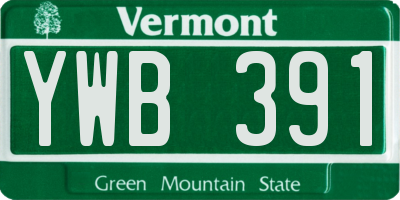 VT license plate YWB391