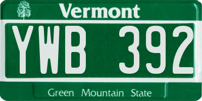VT license plate YWB392