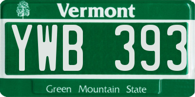 VT license plate YWB393
