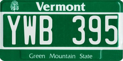 VT license plate YWB395