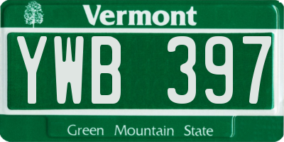 VT license plate YWB397