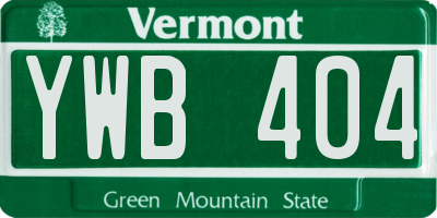 VT license plate YWB404