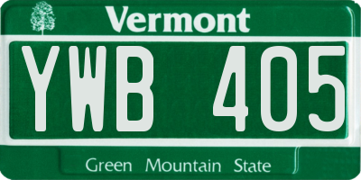 VT license plate YWB405