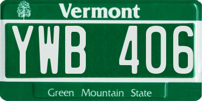 VT license plate YWB406