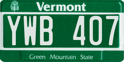 VT license plate YWB407