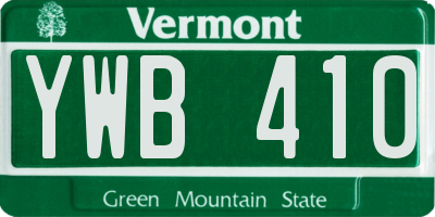 VT license plate YWB410