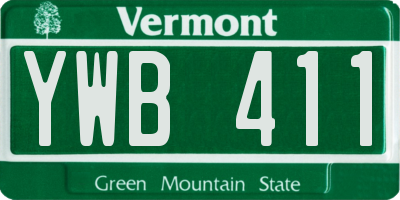 VT license plate YWB411