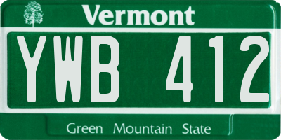 VT license plate YWB412
