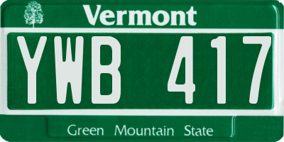 VT license plate YWB417