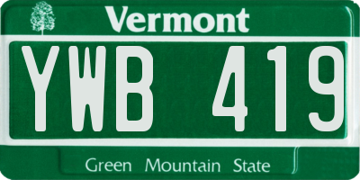 VT license plate YWB419