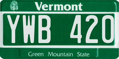 VT license plate YWB420