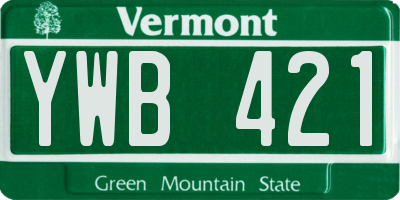 VT license plate YWB421