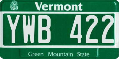 VT license plate YWB422